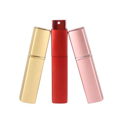 High quality square shape aluminum twist up perfume atomizers 10ml